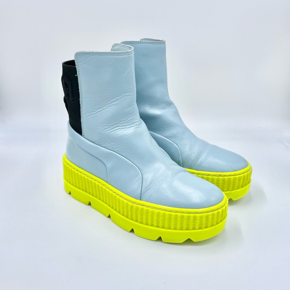 Fenty x Puma Chelsea Sneaker Boot By Rihanna Blue Leather 366266-01 Women’s 7